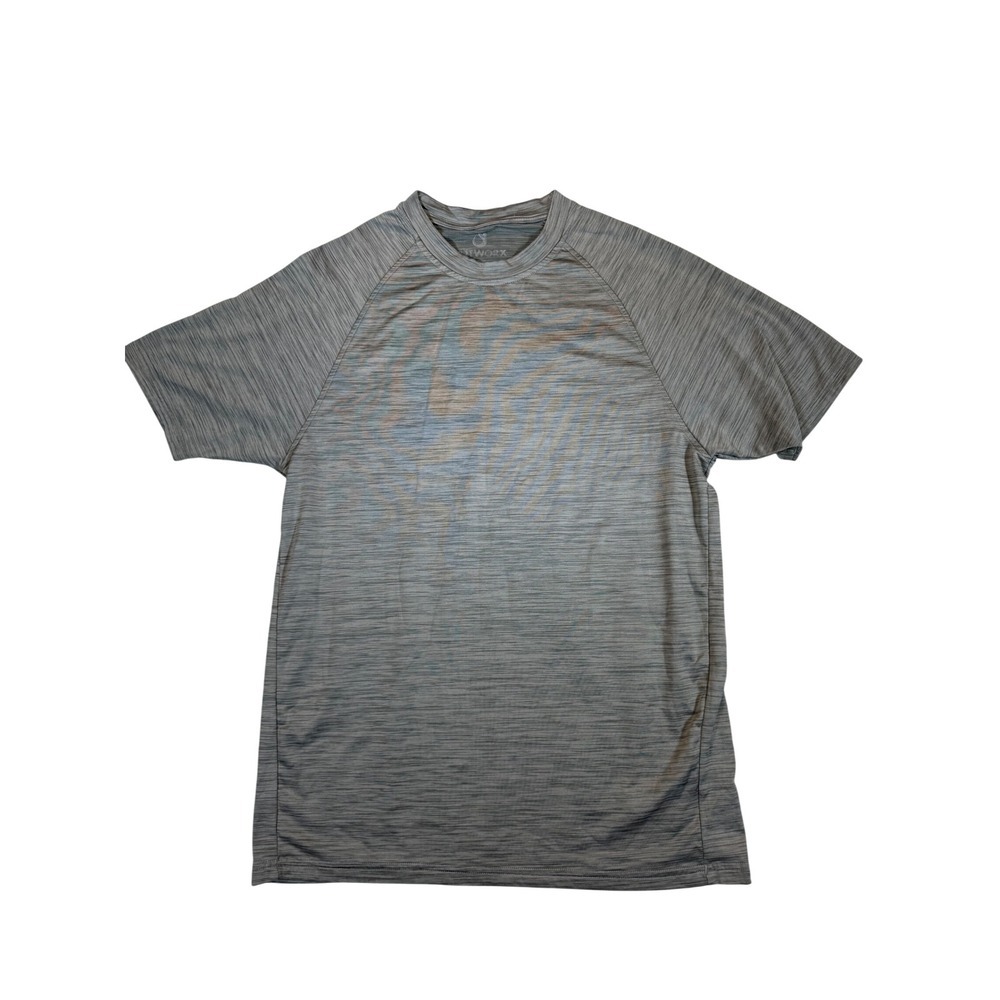 HOTWORX Mens Performance T-Shirt Grey Space Dye Heathered Short Sleeve Gym Top M
